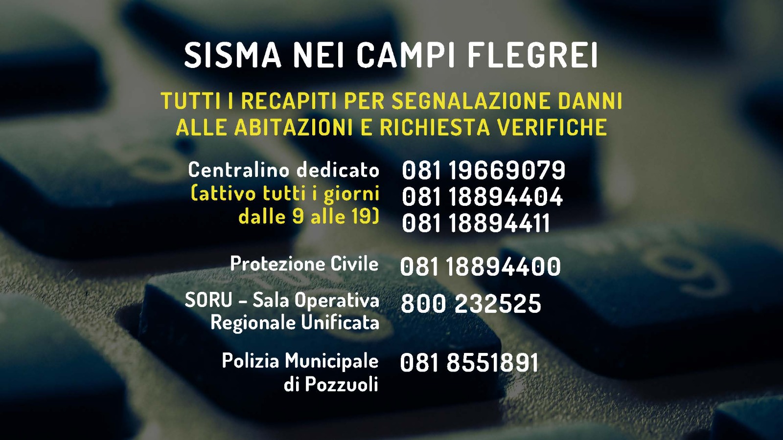 recapiti segnalazione danni alle abitazioni e richiesta verifiche