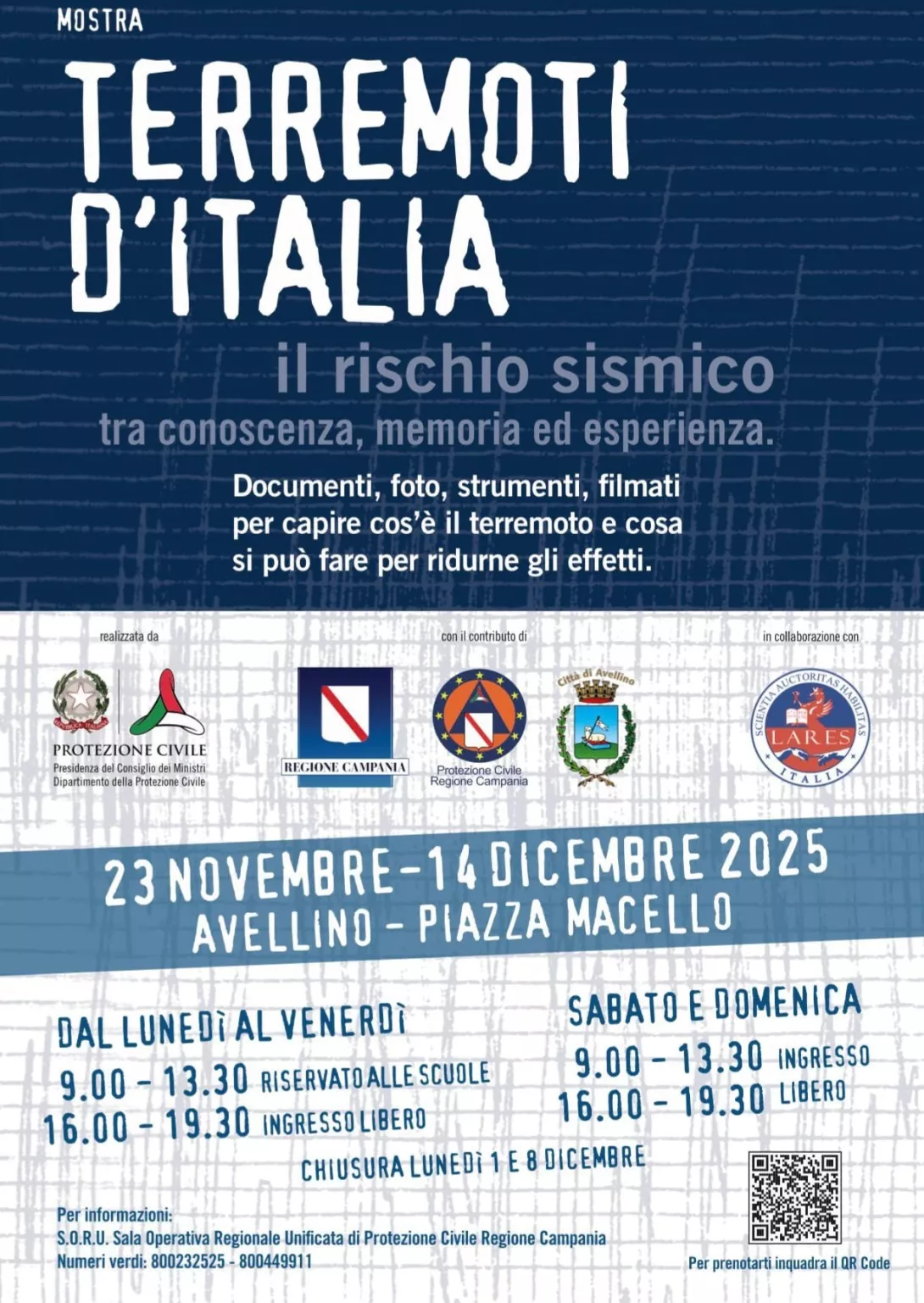 locandina 𝐓𝐄𝐑𝐑𝐄𝐌𝐎𝐓𝐈 𝐃’𝐈𝐓𝐀𝐋𝐈𝐀”, LA MOSTRA CON I 𝐒𝐈𝐌𝐔𝐋𝐀𝐓𝐎𝐑𝐈 𝐒𝐈𝐒𝐌𝐈𝐂𝐈 ARRIVA AD AVELLINO. Ingresso gratuito dal 23 novembre al 14 dicembre.